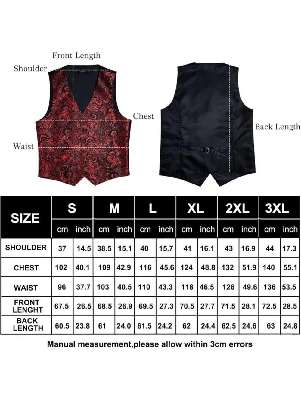 Elegant Silk Paisley Vest & Necktie Set - 6PCS Pre-tied Bow Tie for Weddings